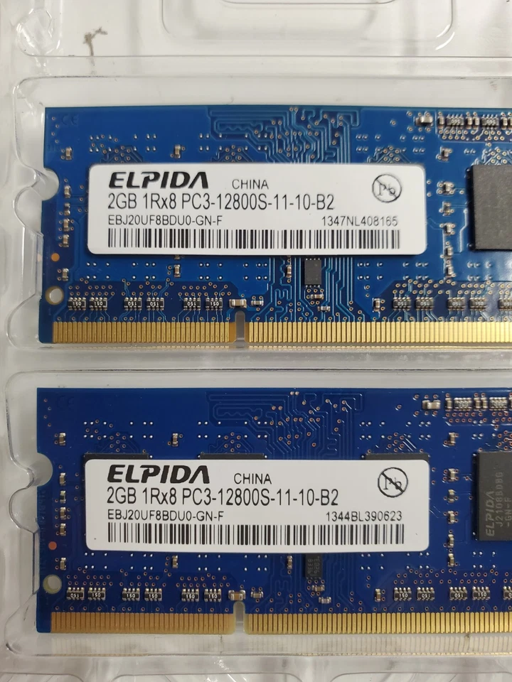 Elpida 4GB (2X 2GB) PC3-12800S-11-10B2 DDR3 Laptop Memory RAM  - Image 2 of 3