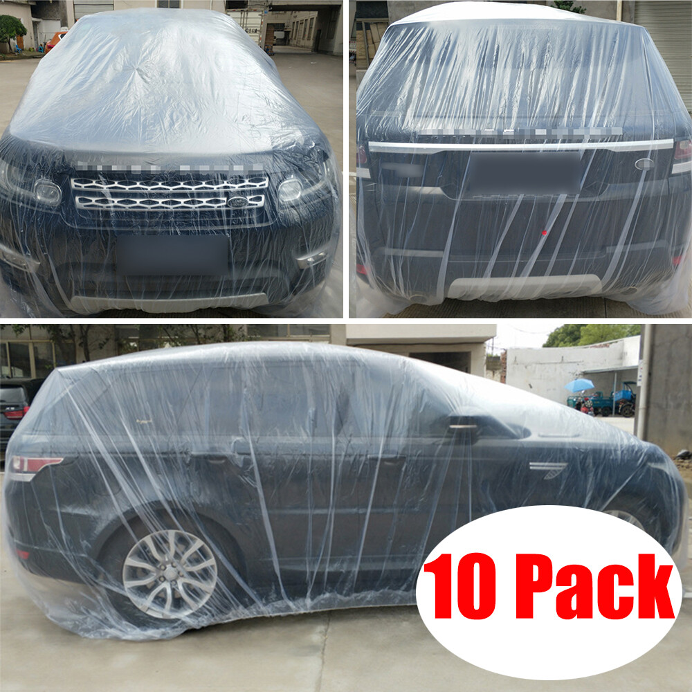 Clear Plastic Temporary Universal Disposable Car Cover Rain Dust Garage