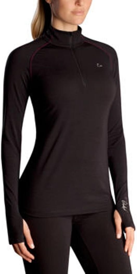NWoT Paradox Women's Merino Blend 1/4 Zip Base Layer Black Size L 50