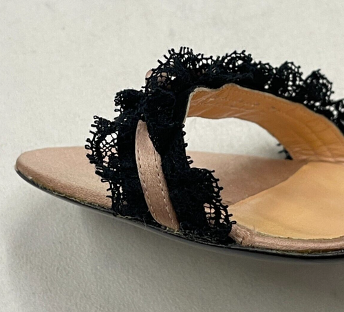 Valentino Garavani Blush/Black Leather Bow Heel Sandal Size: 39 (US 9) - Picture 6 of 12