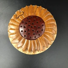 Sun Flower Wooden Puzzle Box Trinket Jewelry Box