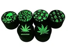 Glow in Dark Herb Grinder 50mm 4 part Metal Spice Crusher Novelty Skull Theme