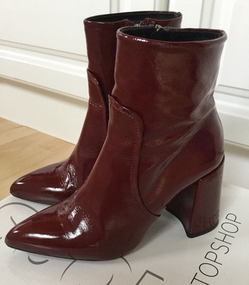 deep red ankle boots