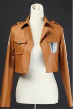 Abrigo Chaqueta Corta de Cuero Attack on Titan Scout Regiment Recon Corps Insignia Cos