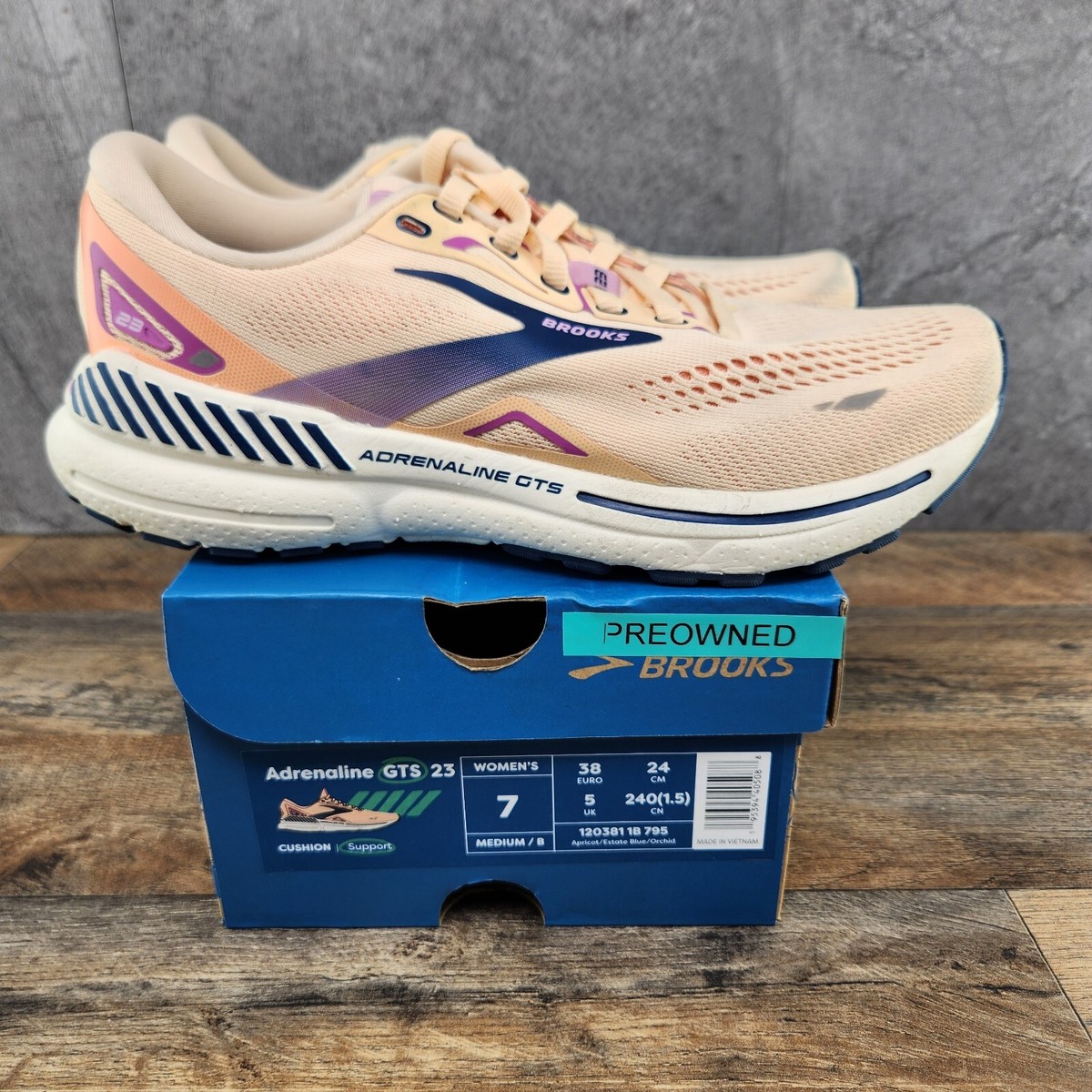 Brooks Adrenaline GTS 23 Size Womens Apricot Orange Blue Running