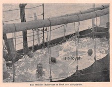 Badewanne auf Kriegsschiff Marine Militär - 1901 - Historische Aufnahme ~13x10cm