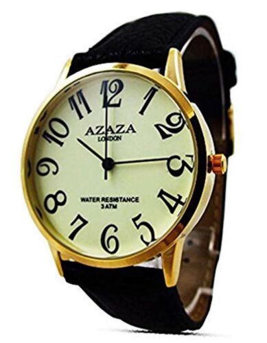 Glow-in-Dark Big Numeral Water Resist Leather Night Wristwatch Parents Xmas Gift - Picture 8 of 13