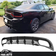 Fit 15-18 Dodge Charger SE RT GT 19-23 SXT Rear Bumper Diffuser Gloss Black