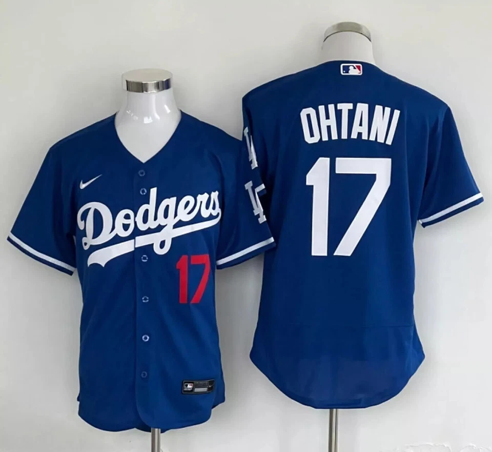 HOT Men's Shohei Ohtani #17 DODGERS Men's Jersey White Blue All Stitched - Image 2 of 4