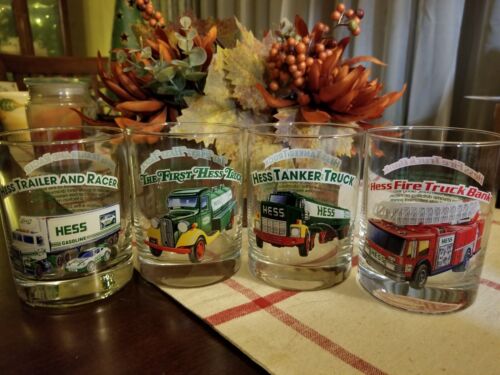 HESS: Vint 1996 COMPLETE set (4) of tumbler glasses (Read Description for more)