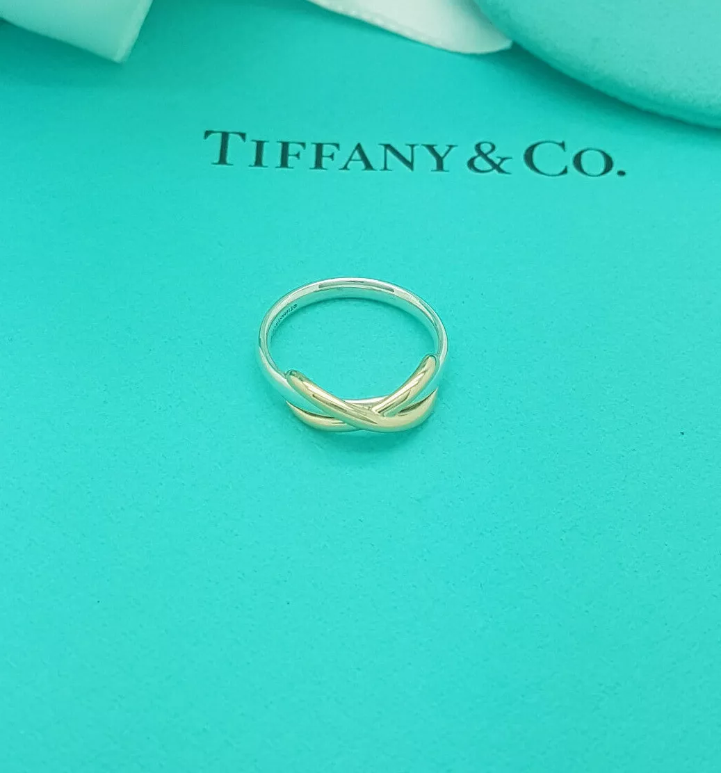 Tiffany Co. 18Ct Rose Gold Silver Infinity Ring L UK 5.75 US
