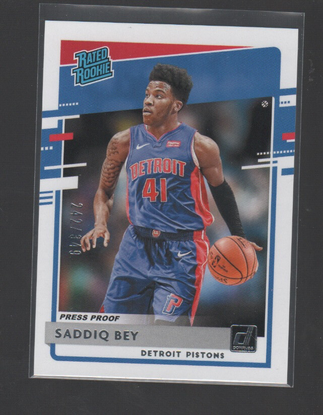 SADDIQ BEY 2020-21 PANINI DONRUSS SILVER PRESS PROOF ROOKIE CARD #210 /349