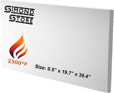 SIMOND STORE Ceramic Fiber Insulation Board - 2300F - 1/2'' x 19.7'' x 39.4''