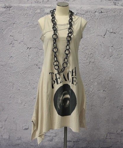 LUUKAA Cotton Jersey 8Y0112 TEACH PEACE TUNIC TANK Top (sizes 6-20) STONE w/GREY - Picture 22 of 22