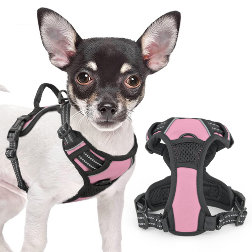 Adjustable No Pull Reflective Dog Pet Harness Control Handle Soft Pet Vest Pink - Bild 2 von 10