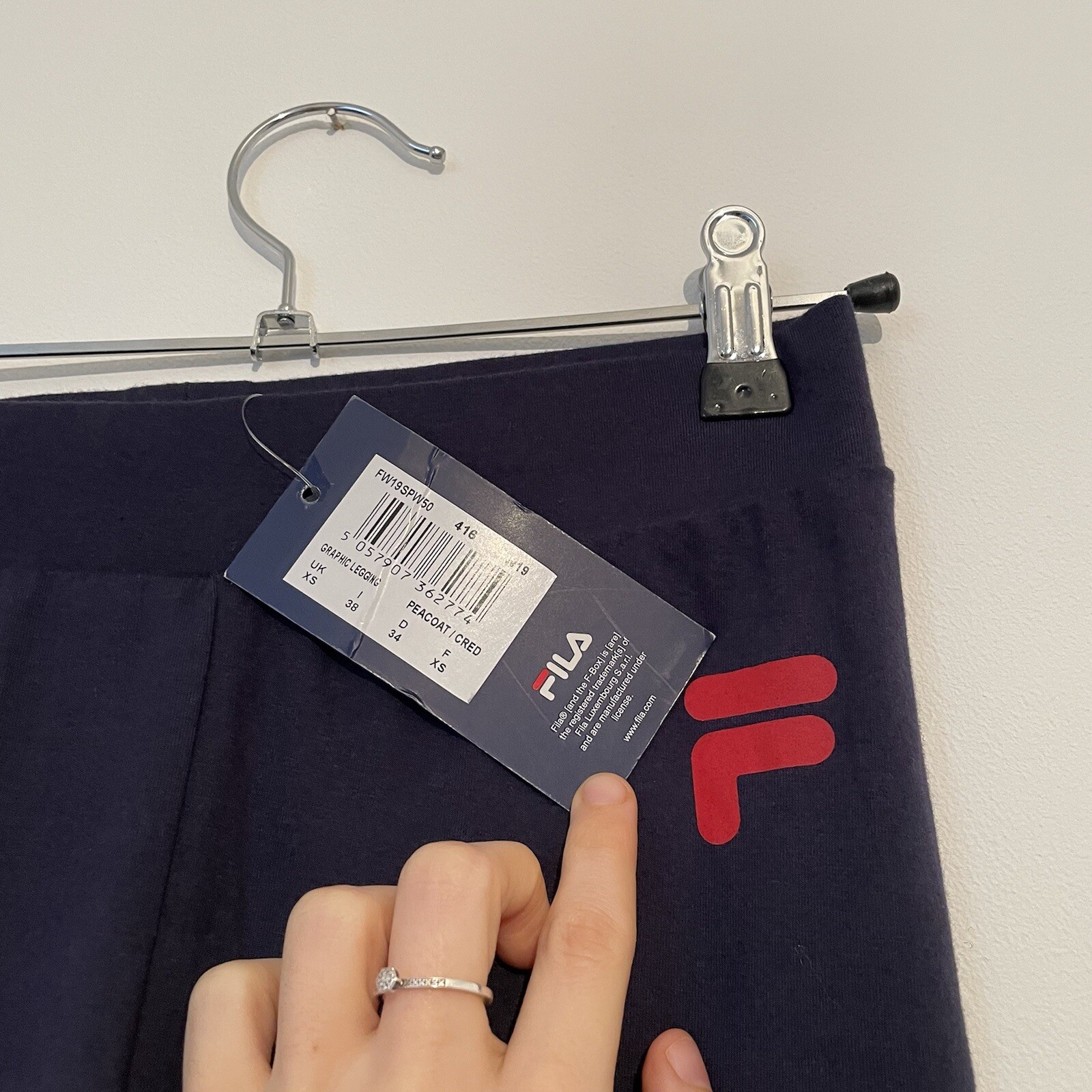 Leggings nuovi con etichette Fila Beba vita alta logo blu navy XS 6 8 rrp £25