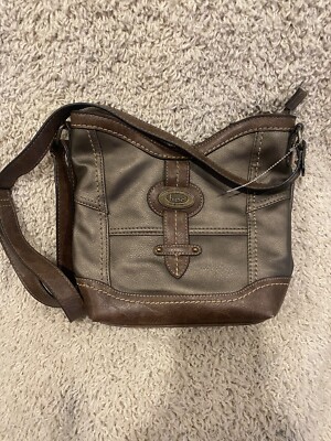 BOC Born Concept Shoulder Bag Purse Handbag Faux Leather Brown Zippered