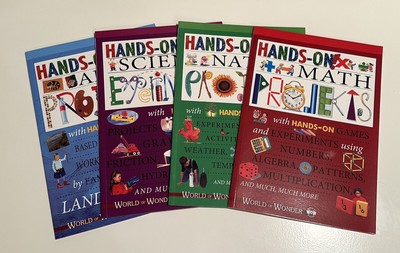 Lot of 4 Children's Hands on Books Science Math Nature & Art World of Wonders