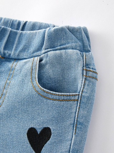 Girls’ Double Flare Heart Denim Jeans (Size 4T - 8/9) - Picture 4 of 5