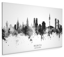 Munich Skyline, Poster, Canvas or Framed Print, watercolour painting 11477