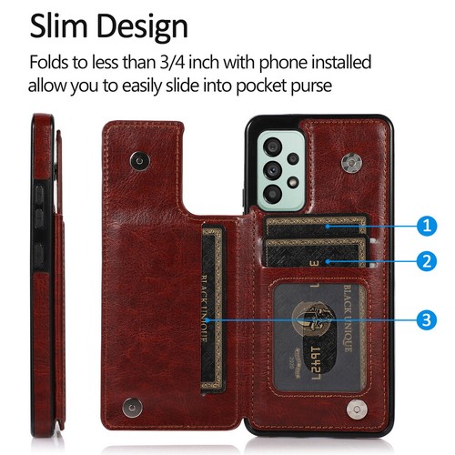 Leather Card Slot Wallet Case Cover Kickstand For Samsung Galaxy A13 A33 A53 A73 - Picture 2 of 81