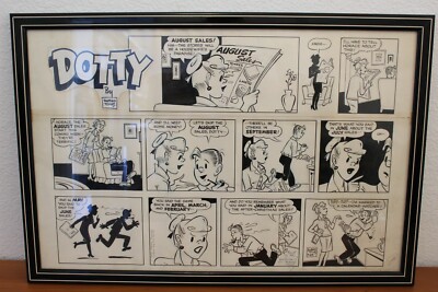 Dotty By Buford Tune Signed by Buford Tune 1963 Publishers Newspaper Framed 24x1