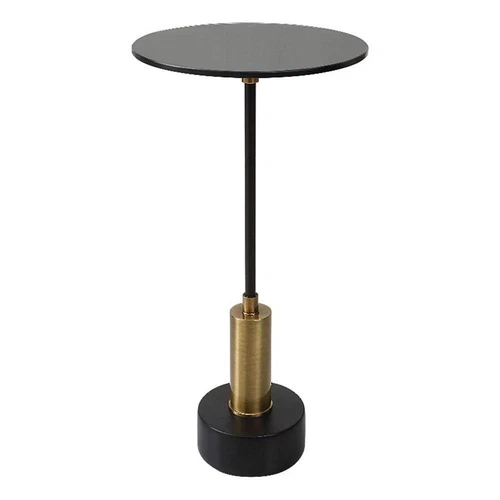 Uttermost Spector Contemporary Iron Metal Accent Table in Black/Brass - Picture 2 of 5
