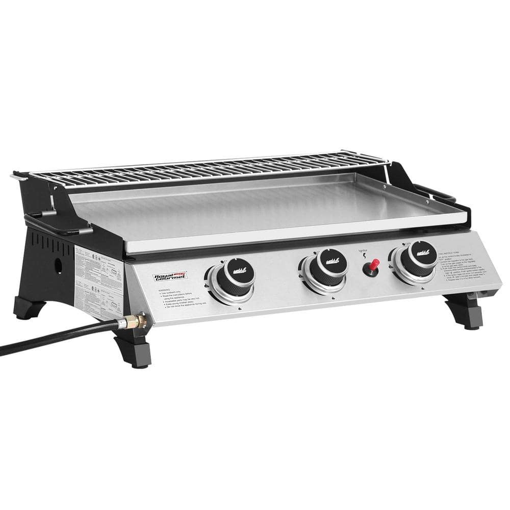 NEW⚡️24"Portable 3-Burner Tabletop Griddle w/Warming Rack,2-Handles,25,500BTU,St