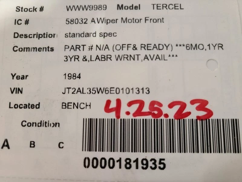 Станция двигателя стеклоочистителя ветрового стекла Wgn стандартная спецификация подходит для 83-88 TERCEL 624982 - Изображение 3 из 3