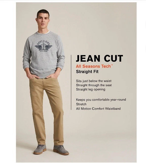 Dockers by Levi's Men's (32x30) Straight Fit Jean Cut Khaki Tech Pants Stretch - Image 2 of 4