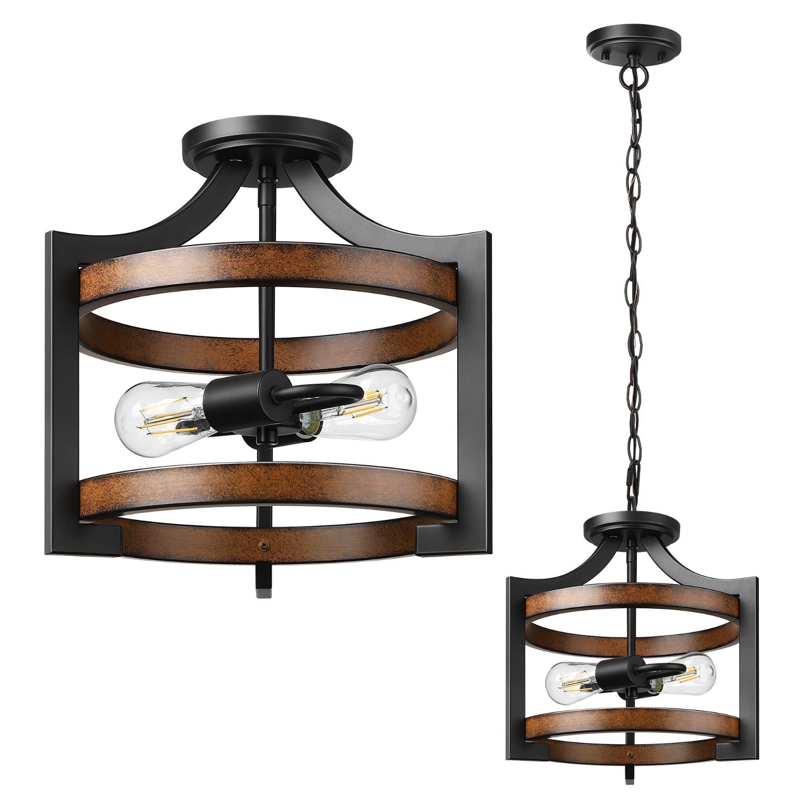EDISHINE Amadi 2 - Light 13.5'' Pendant Light & Flush Mount Ceiling Light,120 V