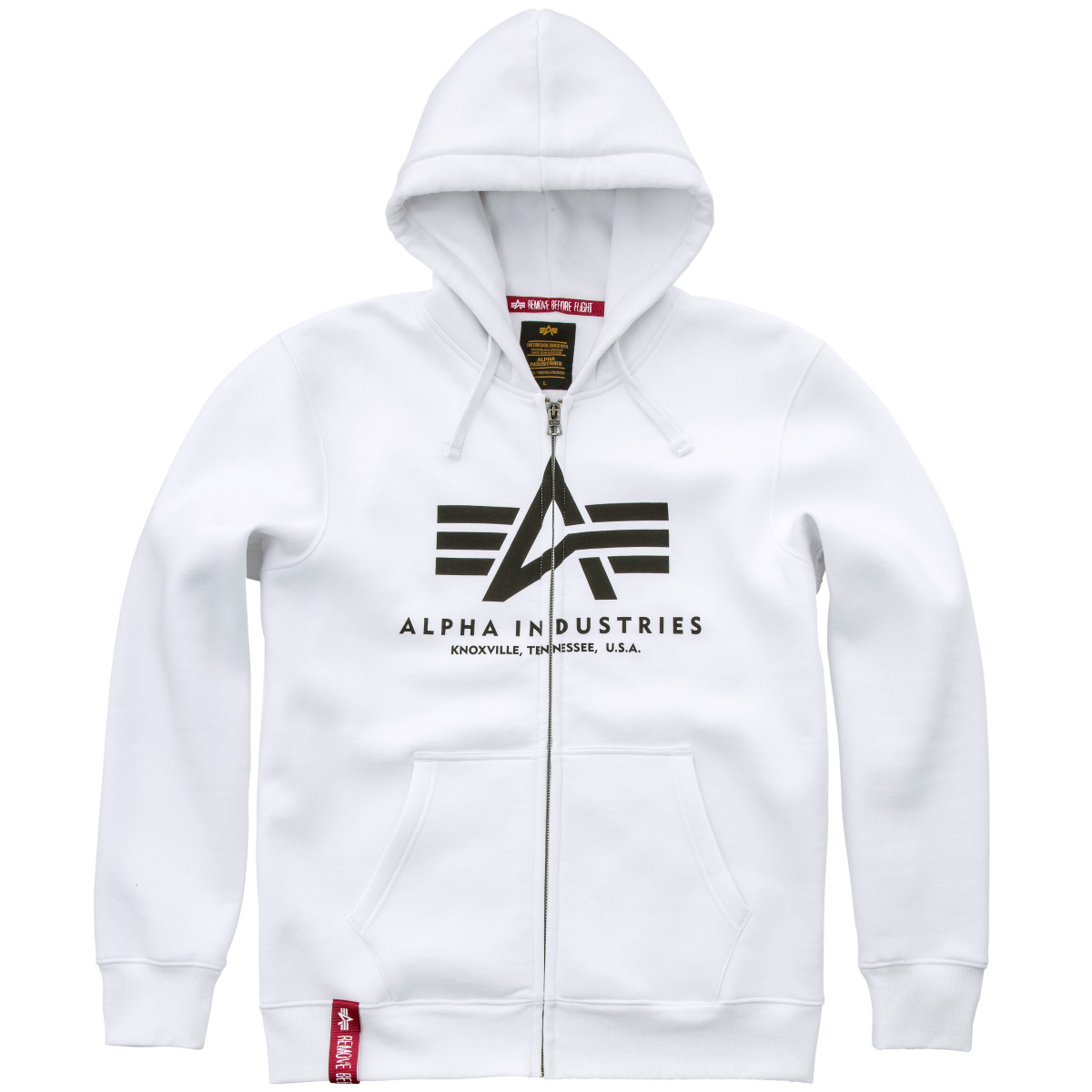 Felpa con cappuccio Alpha Industries Basic Zip Hoody bianca