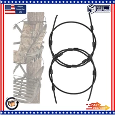 Climbing Tree Stand Replacement Cables Durable Steel & PVC Black Coated (1-Pair)