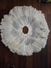 Vintage Sams Womens White Tulle Petticoat Tutu Skirt Ruffle Small 19-22"