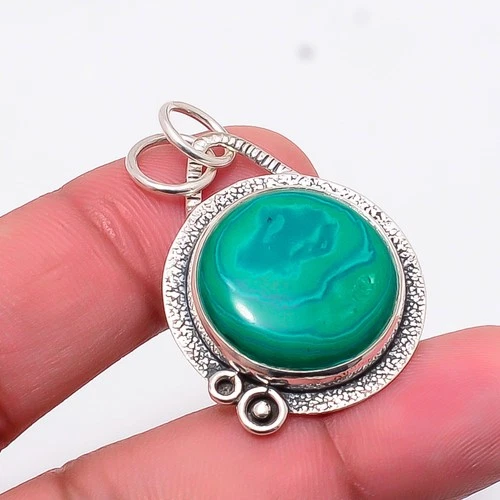 Malachite Designer Handmade 925 Sterling Silver Jewelry Pendant 1.4" P1088012411 - product listing photo