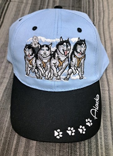 Souvenir Alaska All Over Embroidered Dog Sled Huskies Graphic Baseball Hat Cap