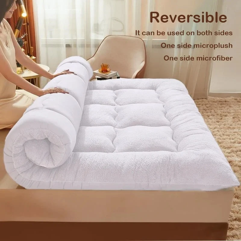 Colchón de lujo extra grueso de 3" acolchado de franela queen almohada superior cubierta de almohadilla Foto 2 de 4