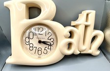 Vintage Burwood Bath Wall Clock Beige Cream Color 14 X 8” Made In USA
