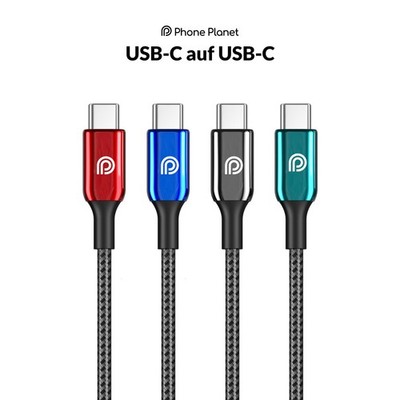 Phone Planet Schnell Ladekabel USB C auf Typ C Vollmetallstecker Geflochten