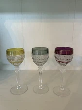 3 RIEKES-CRISA Williamsburg 5 1/4 Inch Crystal Liqueur Cordial Glasses