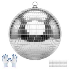 VEVOR Mirror Disco Ball 12" Glass with Hanging Ring DJ Home Party Club Stage