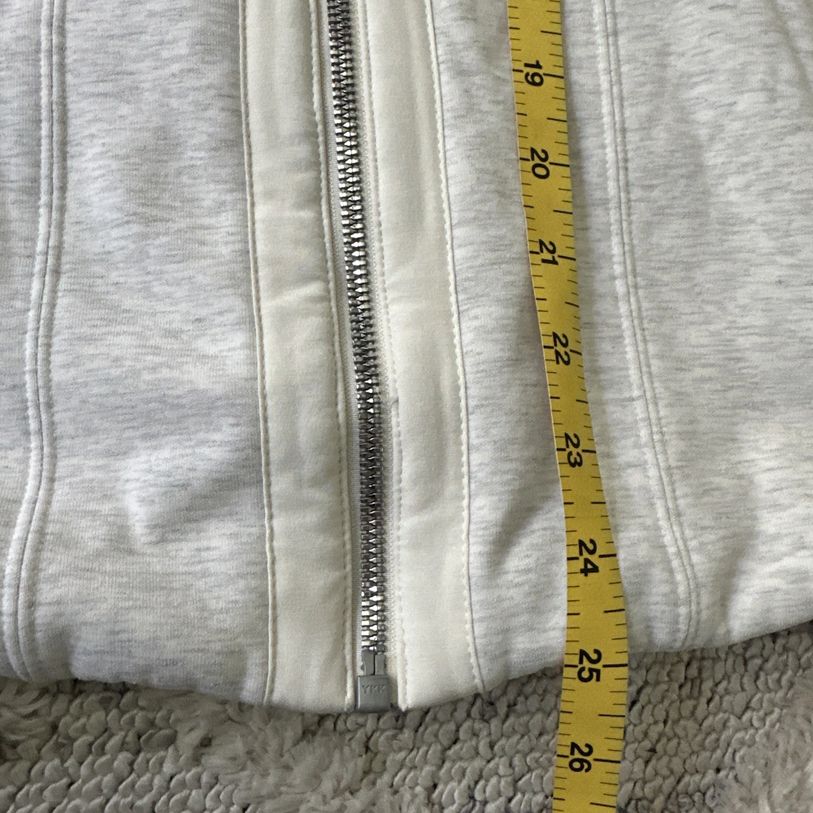 OFF WHITE Felpa con cappuccio Athleta Heather grigia e avorio foderata sherpa zip davanti collo alto piccola