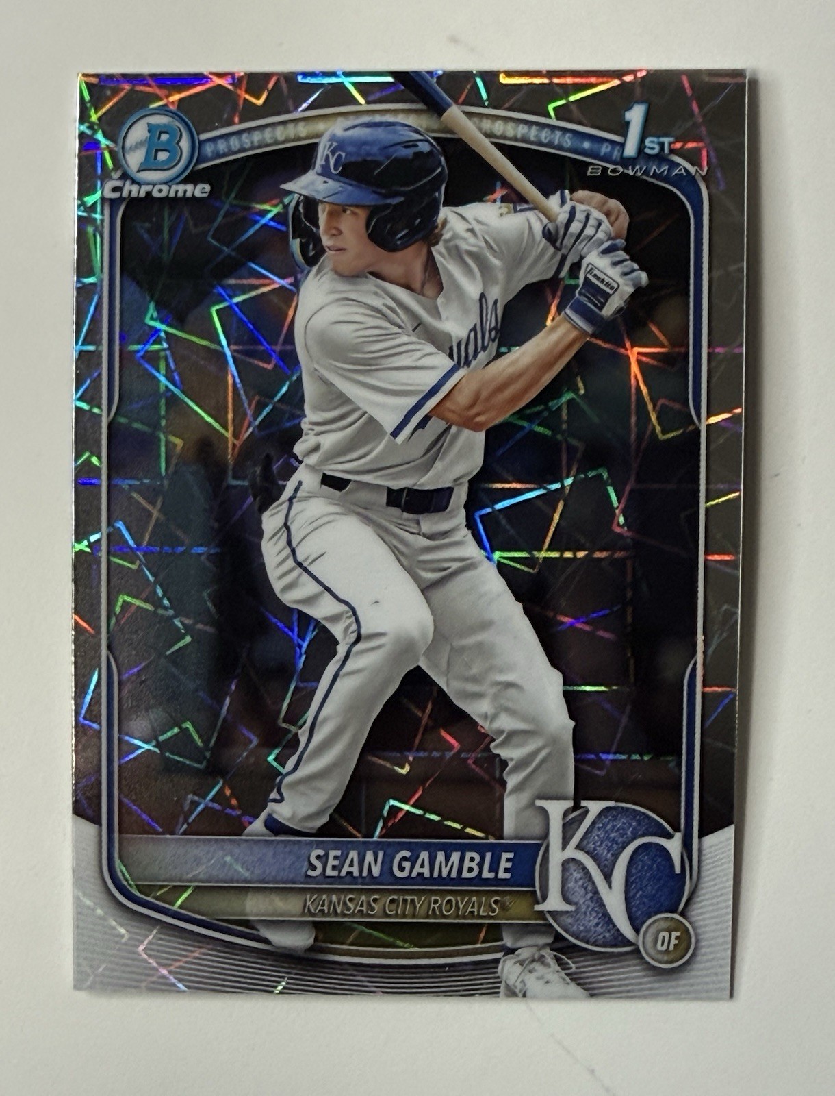 Sean Gamble 2025 1st Bowman Draft Chrome Lazer Refractor Kansas City Royals