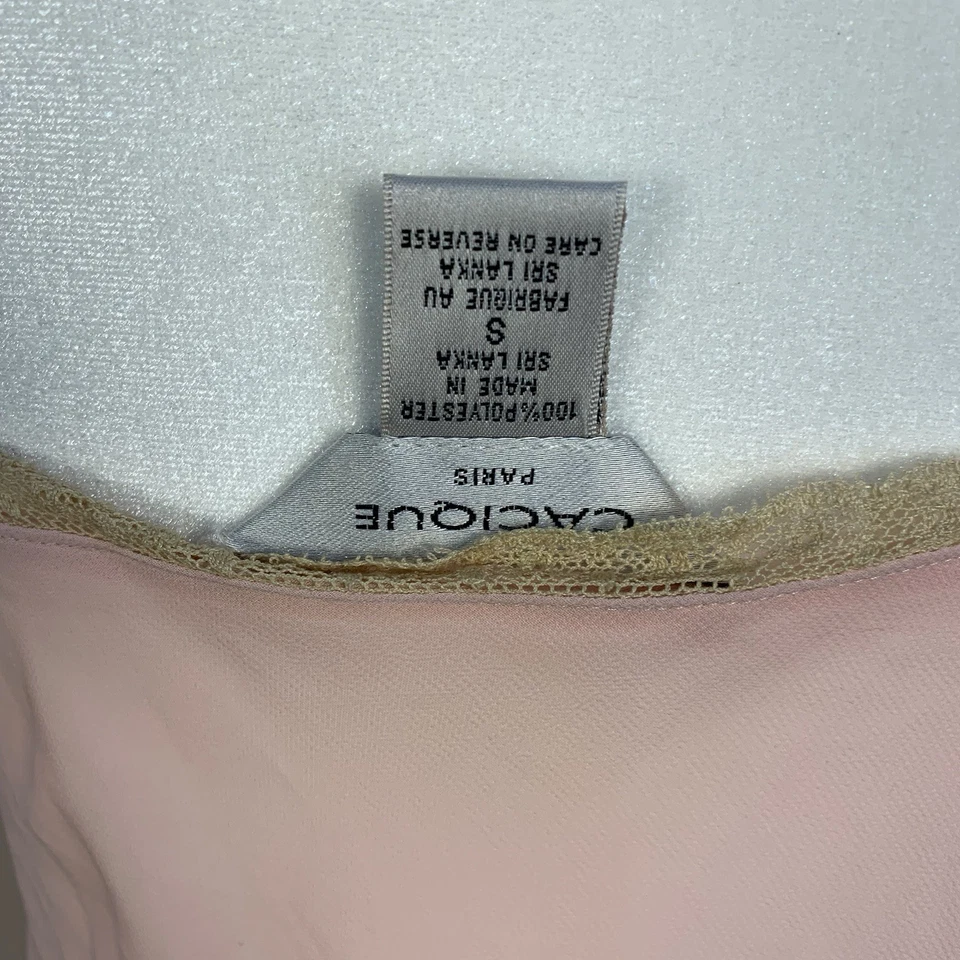 Cacique Paris Raro De Colección Años 90 Slip Chemise Encaje Boudoir Borde Rosa Pastel Talla S Foto 2 de 4