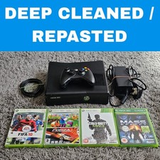 Xbox 360 Slim 250GB Console Bundle-Serviced New Thermal Paste-4 Games-Controller