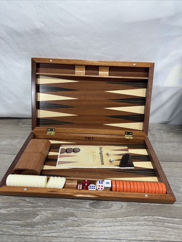 Backgammon Set Wooden Portable 15" x 18.5” Folding Case