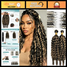 Ombre Blonde Curly Crochet Hair 16in 50g Pre-Looped Invisible Knots for Black Wo