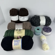 BIG Lot Of 9 Assorted Yarn Skeins, Crochet Floss, Ribbon Yarn - Various Colors!
