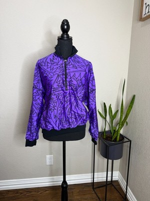Funky Vintage 90's Hot Chillys  Spiky Palm Leaf Purple Color size medium zip up