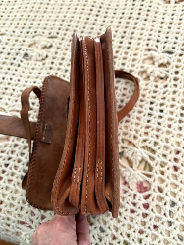 Vintage handbesetzte große Leder Handtasche Boho Need Conditioning Stiff Leather - Bild 4 von 8